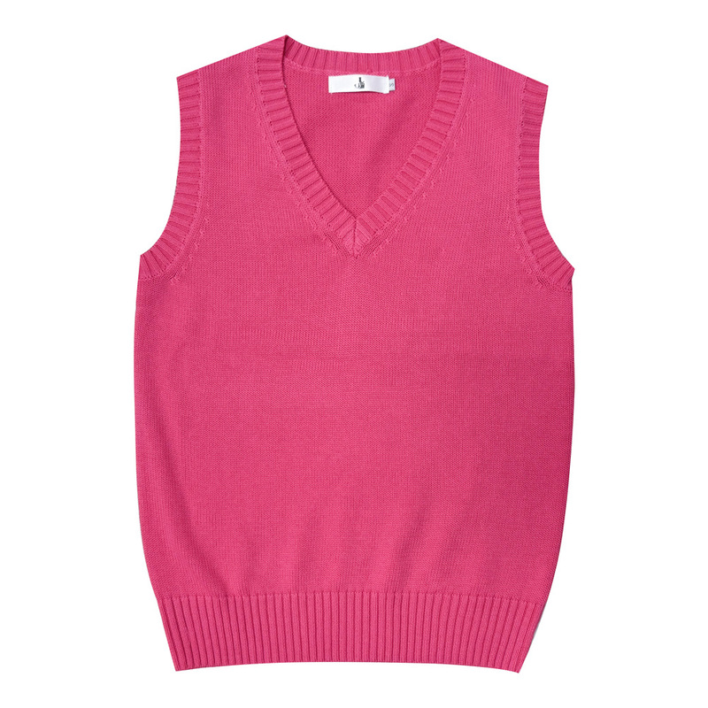 現物JK制服純色ベスト英倫学院風vネックノースリーブニットプルオーバー女性セーター卸売り|undefined