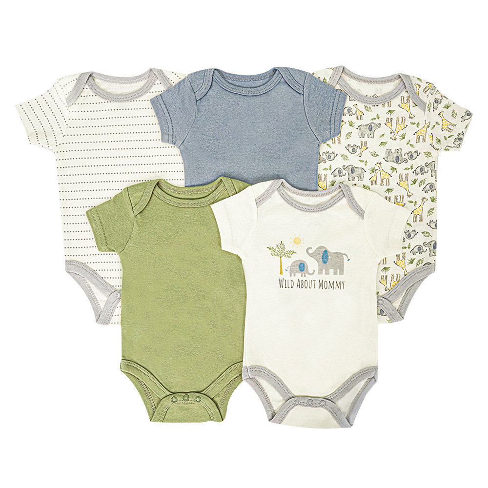 106059819@qq.com Ensemble 5 pièces manches courtes pour bébés de 0 à 9 mois, barboteuse triangle pour garçons et filles, vente en gros de bodies_voghion.com