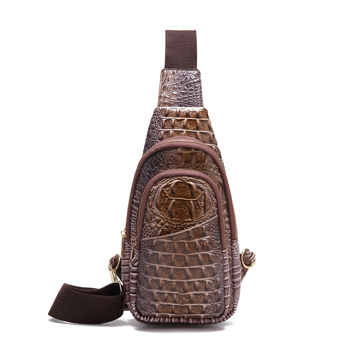 Retro Women's Chest Bag With Crocodile Pattern And Wide Strap_voghion.com