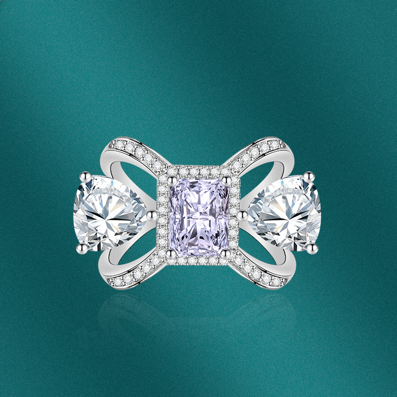 Fashion Bow Knot Copper Plating Zircon Open Ring 1 Piece