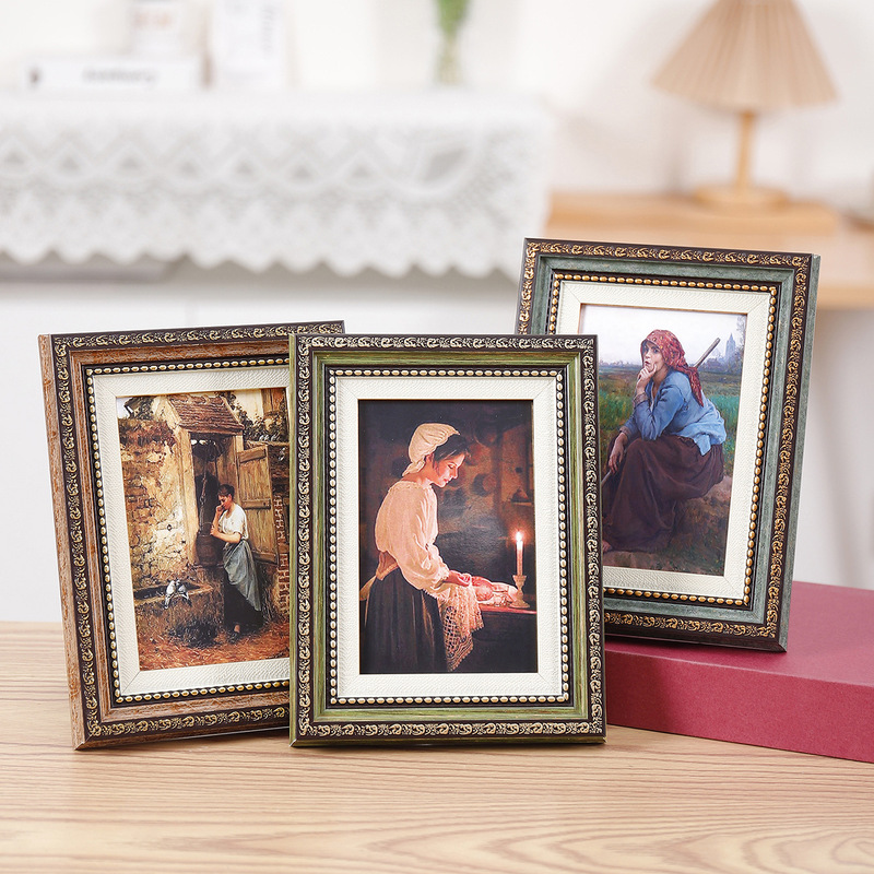 European-Style Vintage Photo Frame with Stand for Tabletop Display 6inch Art Photo Studio High-End Wall-Mounted Decorative Picture Frame Cross-Border