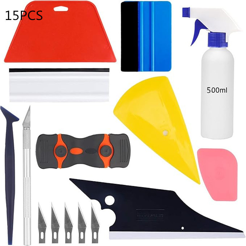 Cross-Border Hot Selling 15-Piece Car Clothing Film Tool Windshield Water Scraper Scraper Glass Glue Removal