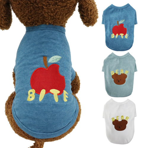 Pet Clothes Dog Clothing Apple Bear T-Shirt Small and Medium Dog Clothing Spring and Summer New Teddy Puppy Supplies Wholesale
