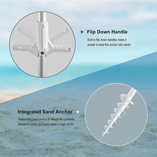 跨境亚马逊热销条纹铝合金杆沙滩伞带扳手防晒双层透气牛津银胶布
