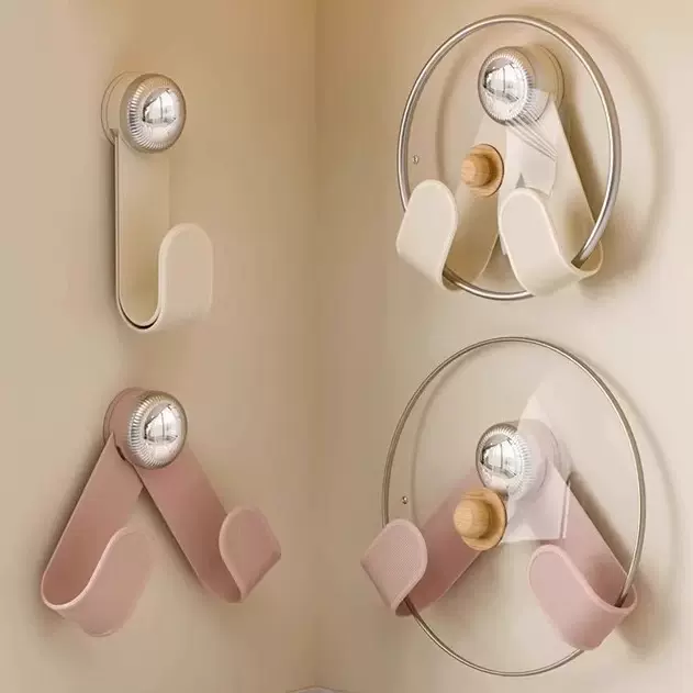 奶油吸盘锅盖架厨房多功能菜板收纳架可调节家用壁挂免打孔置物架