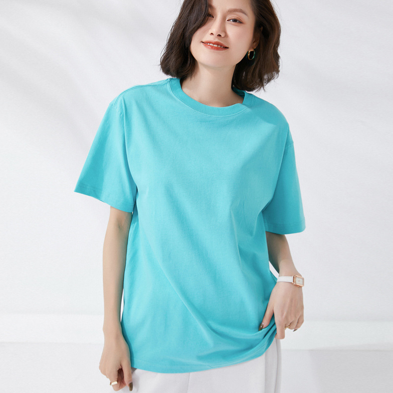 Summer cotton solid color sports T-shirt with a round collar for men…