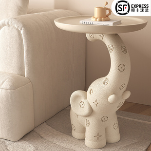 Modern Sofa Side Table Style Tray Living Room Tv Cabinet Floor-Standing Storage Bedroom Bedside Table Cream Ornaments Elephant