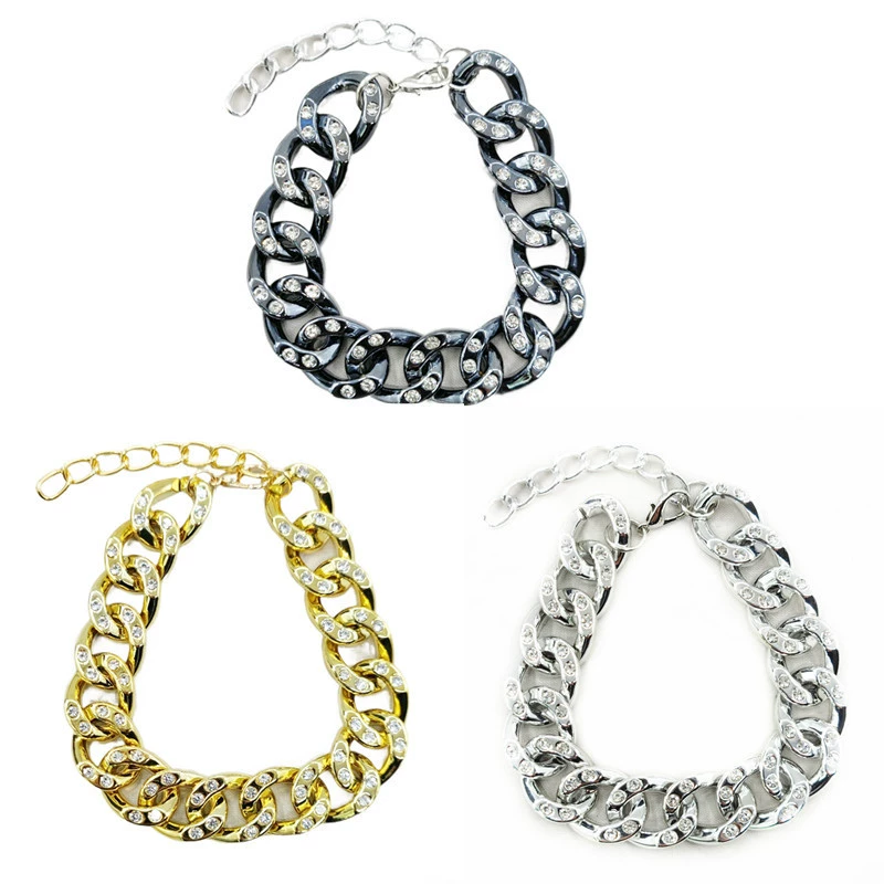 Трансграничная цепочка для домашних животных УФ-акриловые инкрустированные бриллиантами ювелирные изделия ожерелье для собак кошка фадоу Тедди властное золотое ожерелье в стиле хип-хоп