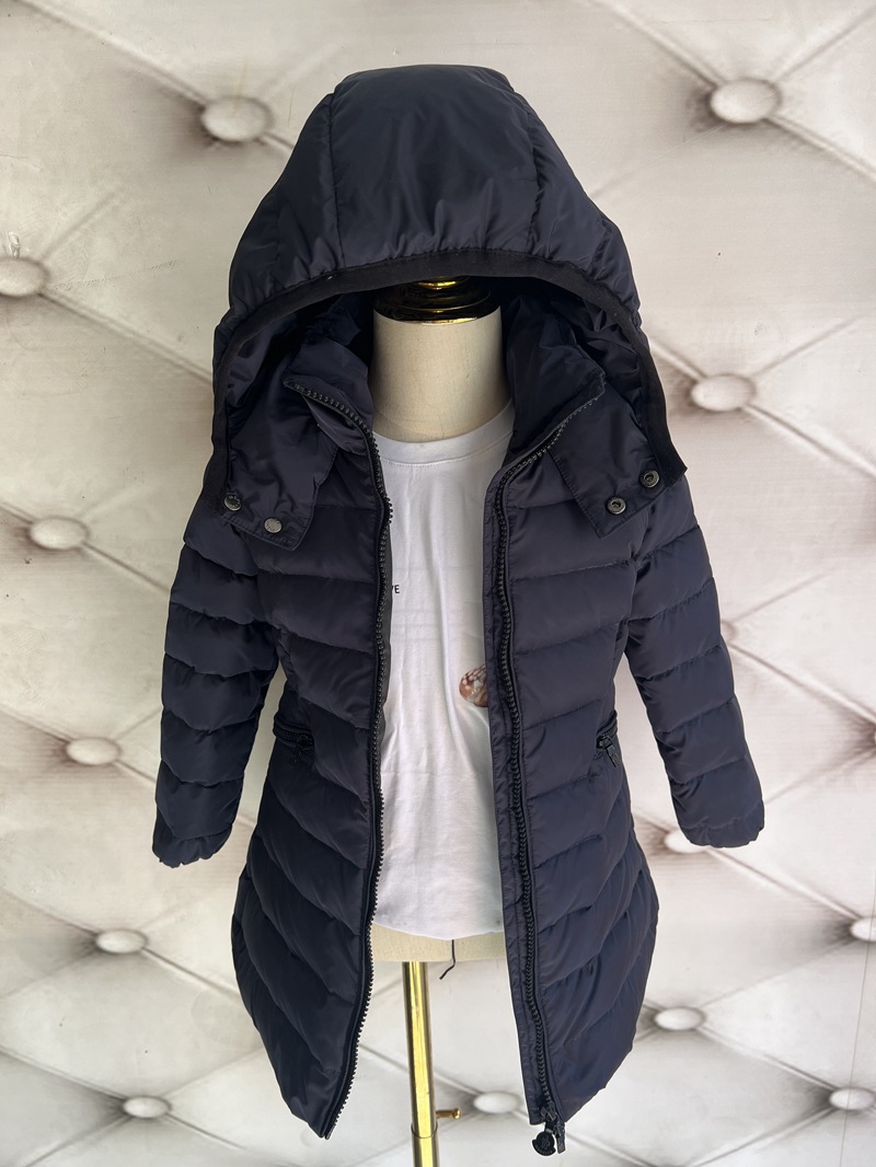 Bērnu apģērbs bērnu dūnu jakas meitenēm, sabiezētas, vidēja un liela izmēra bērnu stilīgas dūnu jakas, vidēja un gara balta pīles dūnas_voghion.com