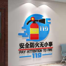 安全生产标语文化墙贴纸仓库公司修理高档墙上车间防火提醒背景