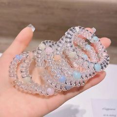 Trendy Transparent Candy-Colored Phone Cable Hair Ties, Korean-Style Minimalist Headbands for Women, Mori-Girl Inspired Hair-tying Ropes, and Elastic Hair Bands with Leather Covers