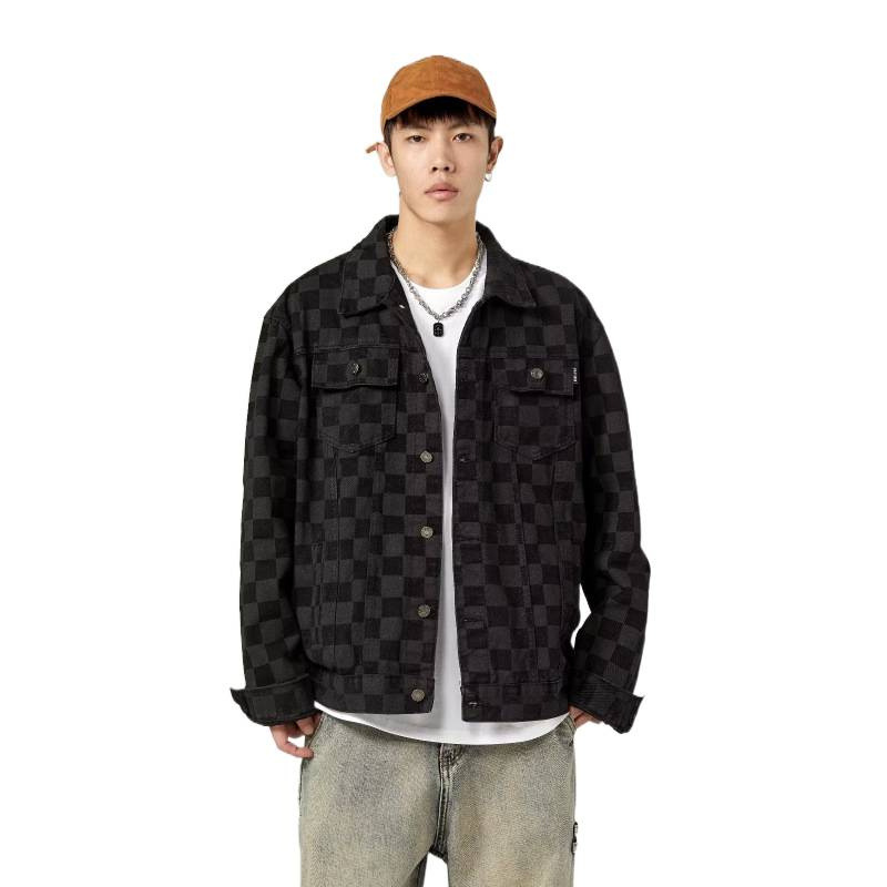 Veste en jean, veste polyvalente à manches longues et col montant pour homme, coupe slim jeune, imprimé tendance de marque_voghion.com