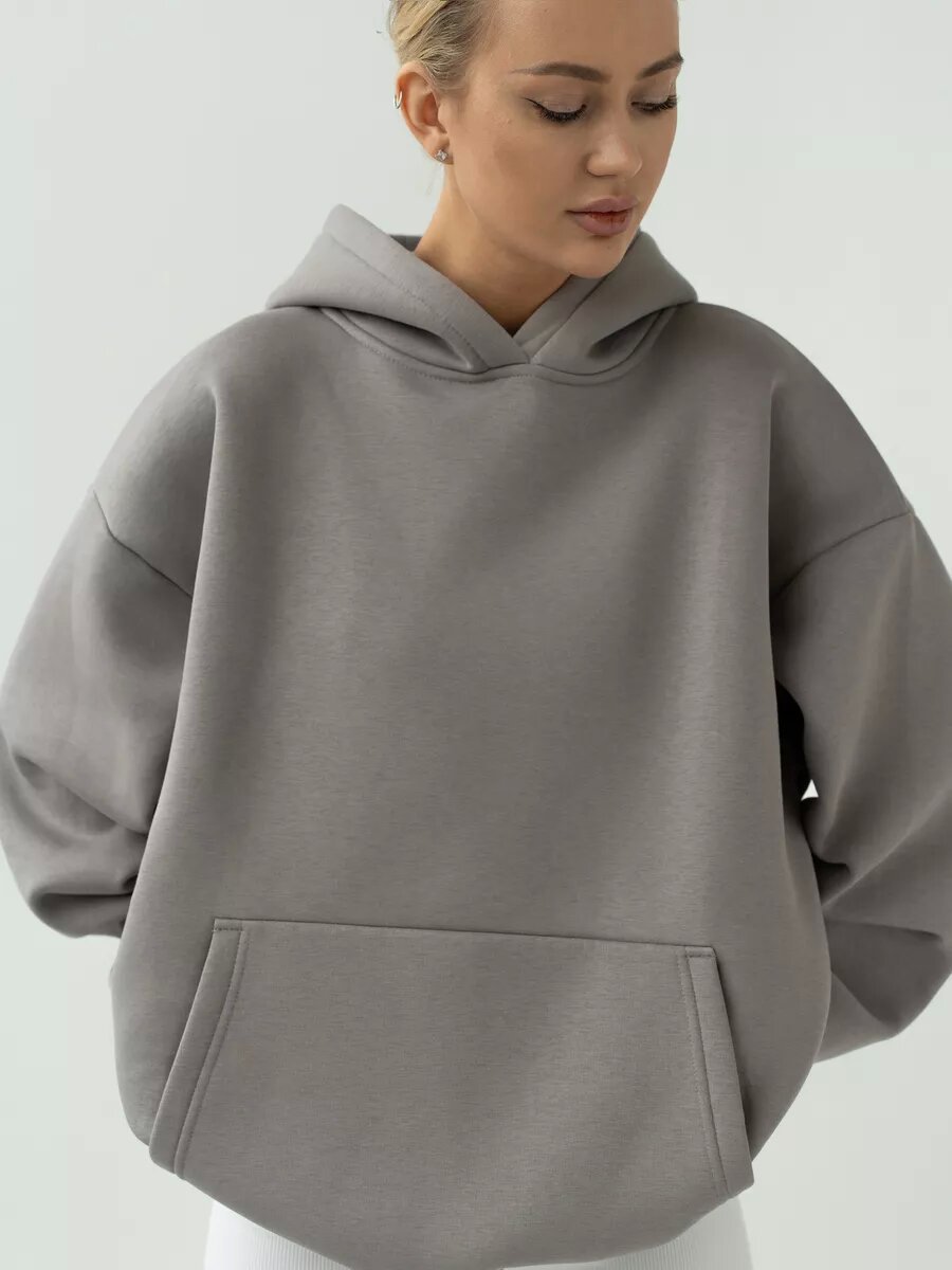 Women's Oversized Hooded Sweatshirt With Pockets And Long Sleeves_voghion.com
