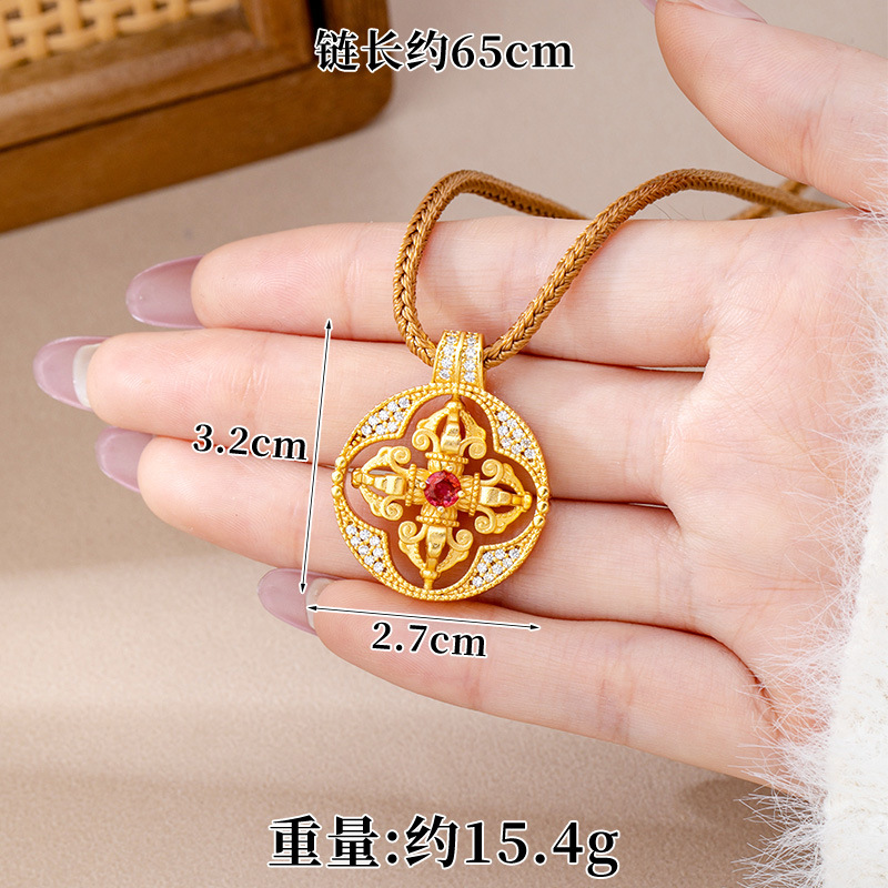 Collar vajra X4526, cuerda color caqui.