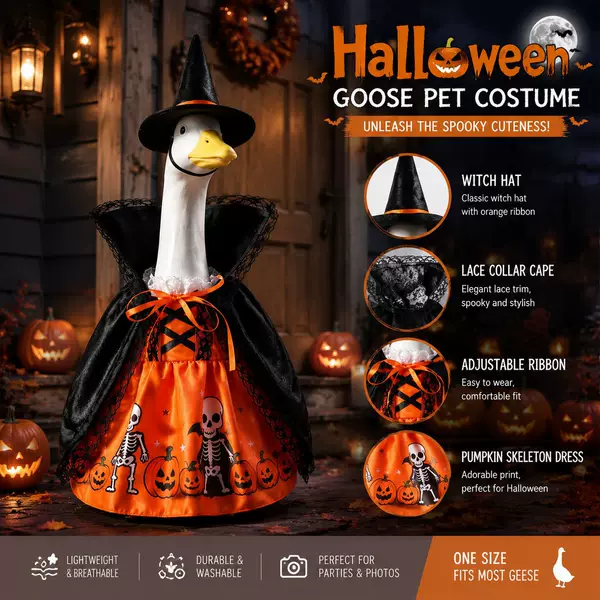 Cross-Border New Product Halloween Witch Goose Costume Porch Goose Outfit Outdoor Garden Pumpkin Pet Clothing