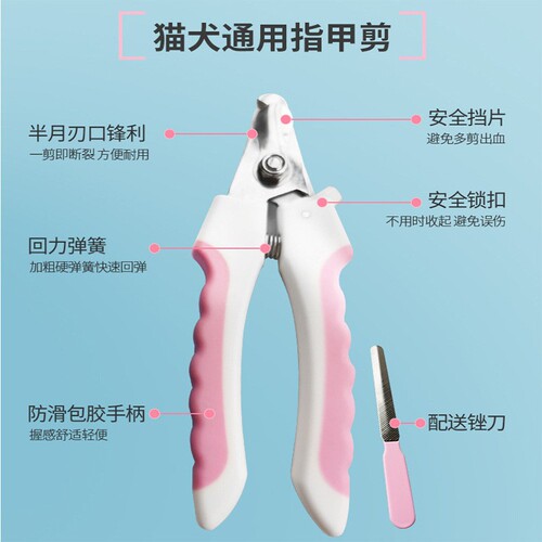 Straight handle stainless steel pet nail scissors Dog and cat pet nail clipper cleaning tool pet scissors set