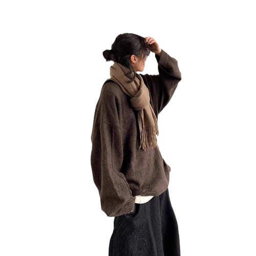 Fall/Winter Retro Solid Color Knit Sweater for Men and Women, Lazy Style Loose and Versatile Basic Couple's Sweater Coat