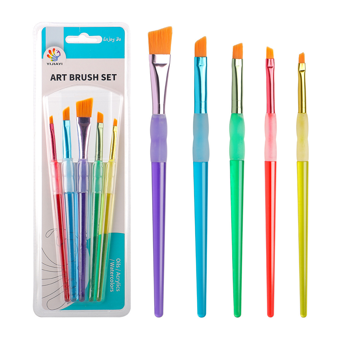 경사진 캔디 컬러 브러시 5개