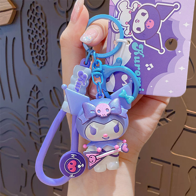 正版三丽鸥格纹草莓系列钥匙扣HelloKitty库洛米玩偶可爱包包挂饰|undefined