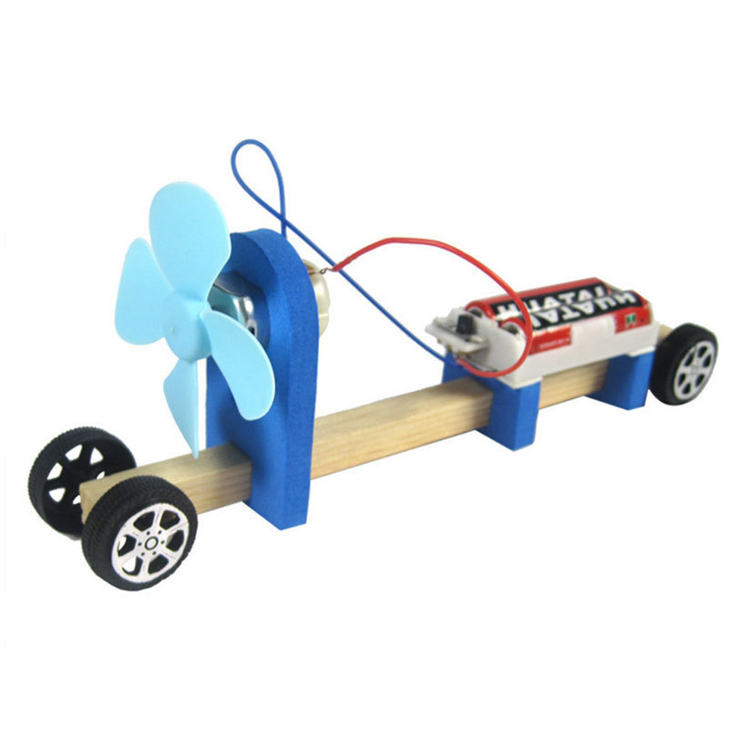 科学小实验F1空气动力风能车积木车益 智风力车手工diy拼装玩具车