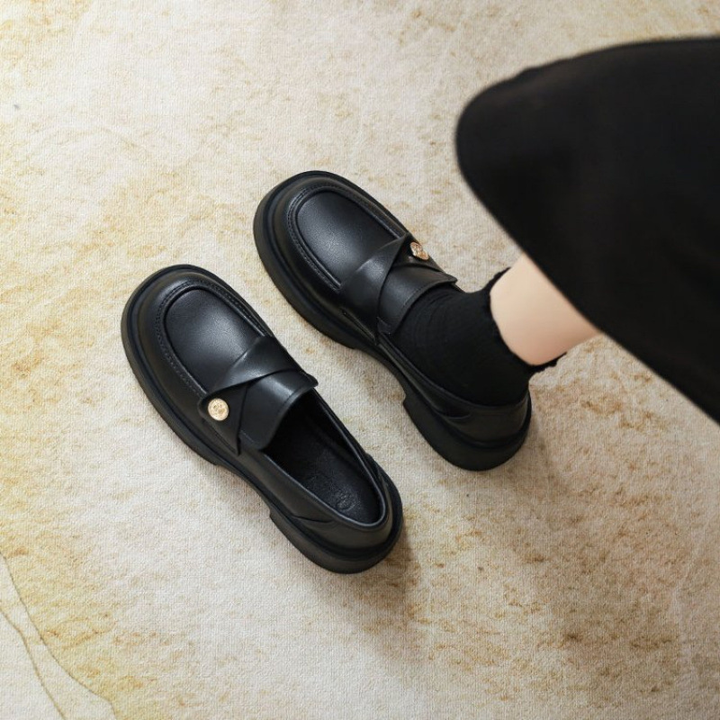 断码清仓红青蜓真皮乐福鞋女2025春秋款厚底中跟英伦风百搭小皮鞋