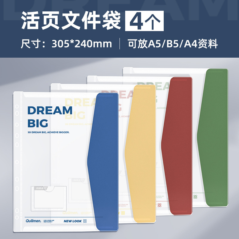 루스리프 문서 가방 - 혼합 색상 4팩