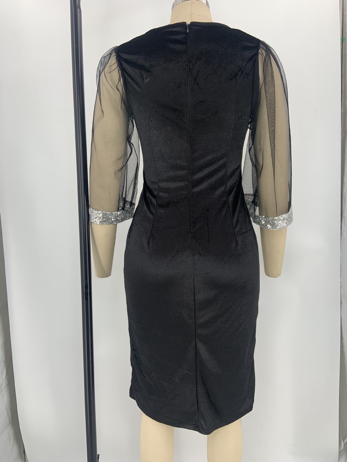 GraceChic Plus Size Elegant Mesh Patchwork High Waist Slim Fit Pencil Dress For Women On_voghion.com