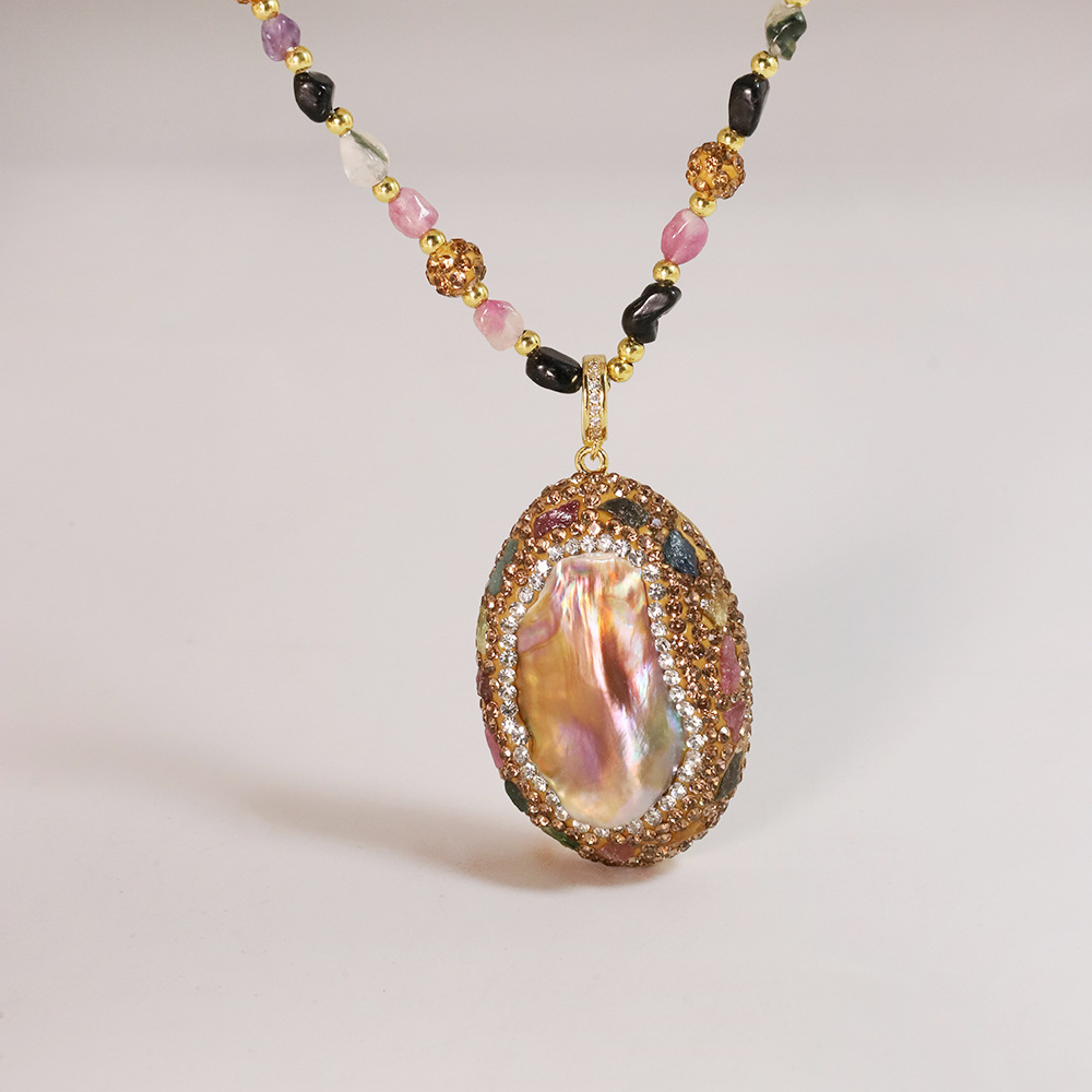 Collar de perlas naturales nicho alta sensación barroco de agua dulce llave mujer chapado a mano oro 18k joyas de color