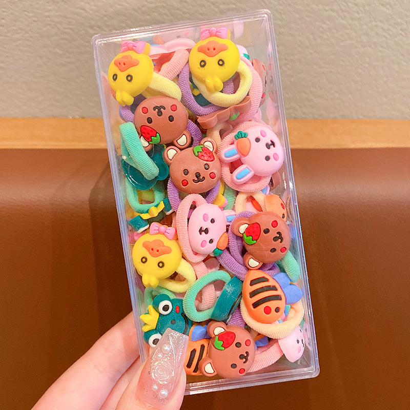 Las bandas de goma para niños no dañan el cabello, anillo de toalla de dibujos animados para bebés, alta elasticidad, cuerda para atar el cabello para niñas, banda de goma para bebés