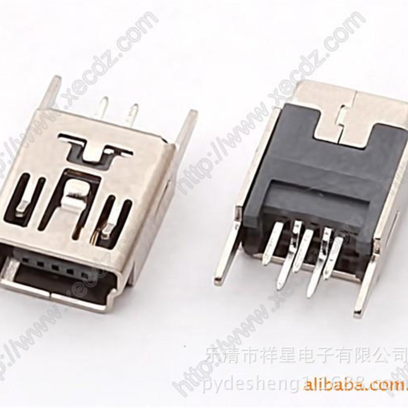 厂家供应MINI 5P母座直插直脚180度  MINI USB母头立式