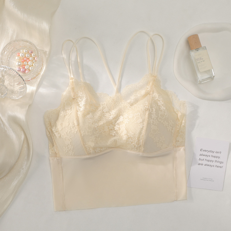 新型フランス式レース美背ストラップベスト女性の外着には、胸にストラップがついています。|undefined