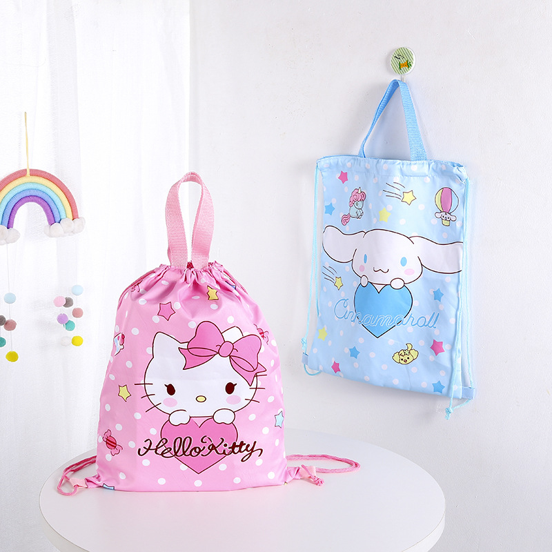 卡通印花爱心系列抽绳束口背包双肩包便携旅行收纳包学生补习背袋