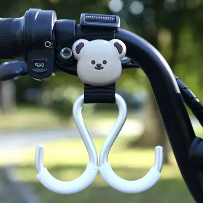 Helmets | Other Electric Vehicle Accessories - black-webbing-aluminum-double-hook-short-style-little-brown-bear