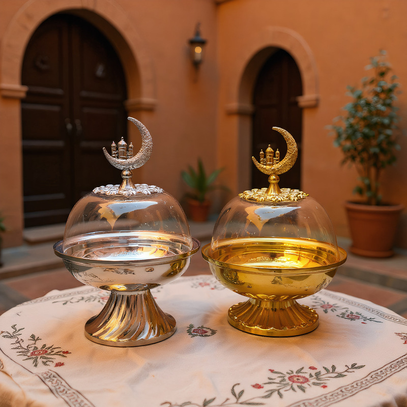 Light Luxury Fruit Tasting Plate Stainless Steel Tray with Lid Tasting Box Dustproof Food Cover Cake Round Snack Tray