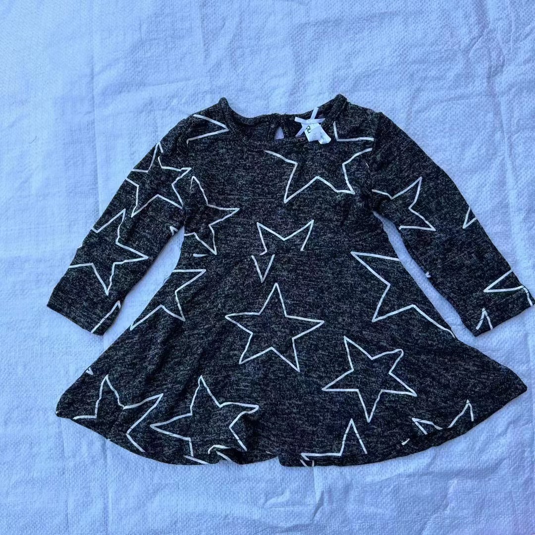 Niños falda europea y americana marca falda niñas primavera y otoño manga larga vestido al por mayor