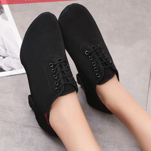 S5 Black Oxford Bratton Dance Shoes for Teachers, Professional Medium Heel, Soft Sole, Military Ballroom Dance Outdoor Square Dance Shoes