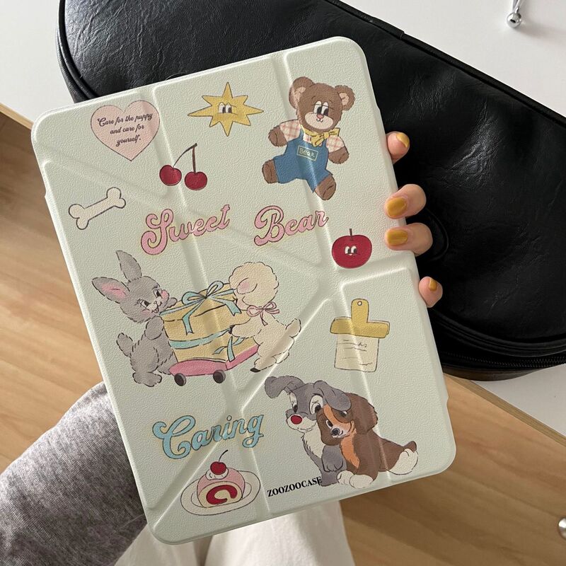 Illustration rabbit for ipad protective cover split Apple pro11 magnetic attraction air5/4 with pen slot 13 inches Illustration rabbit for ipad protective cover split Apple pro11 magnetic attraction air5/4 with pen slot 13 inches