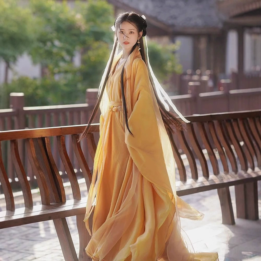 Вэй Цзиньфэн Hanfu женская весенняя летняя элегантная сказочная костюмная рубашка с большими рукавами