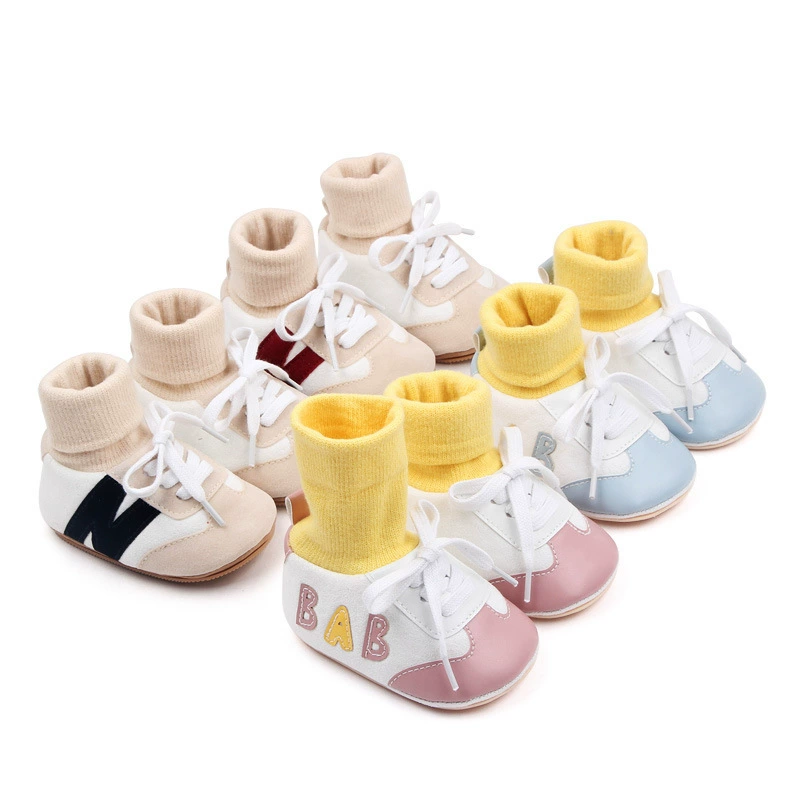 Трансграничные детские мультяшные буквы милые мужские и женские детские кроссовки нескользящие и износостойкие модные дикие носки рукав