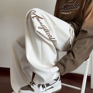 American-Style Trendy Drape Casual Sweatpants for Men, Retro Spring and Autumn High Street Straight Loose Casual Pants Versatile Trendy