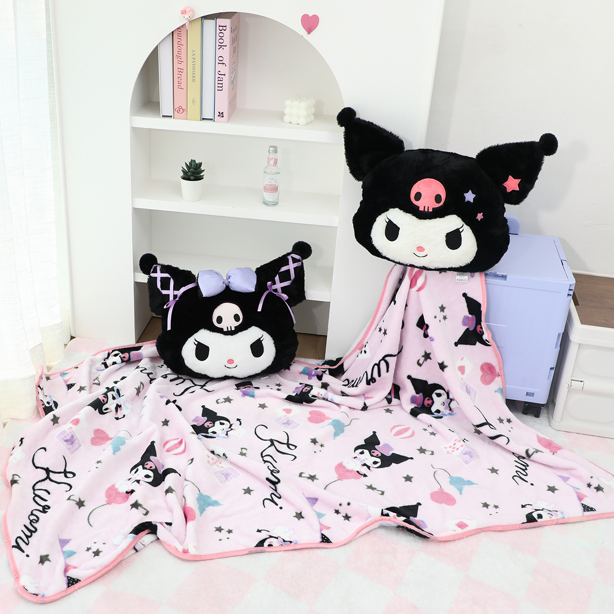 귀여운 만화 멜로디 스티치 베개 담요 투인원 사무실 낮잠 담요 베개 이불