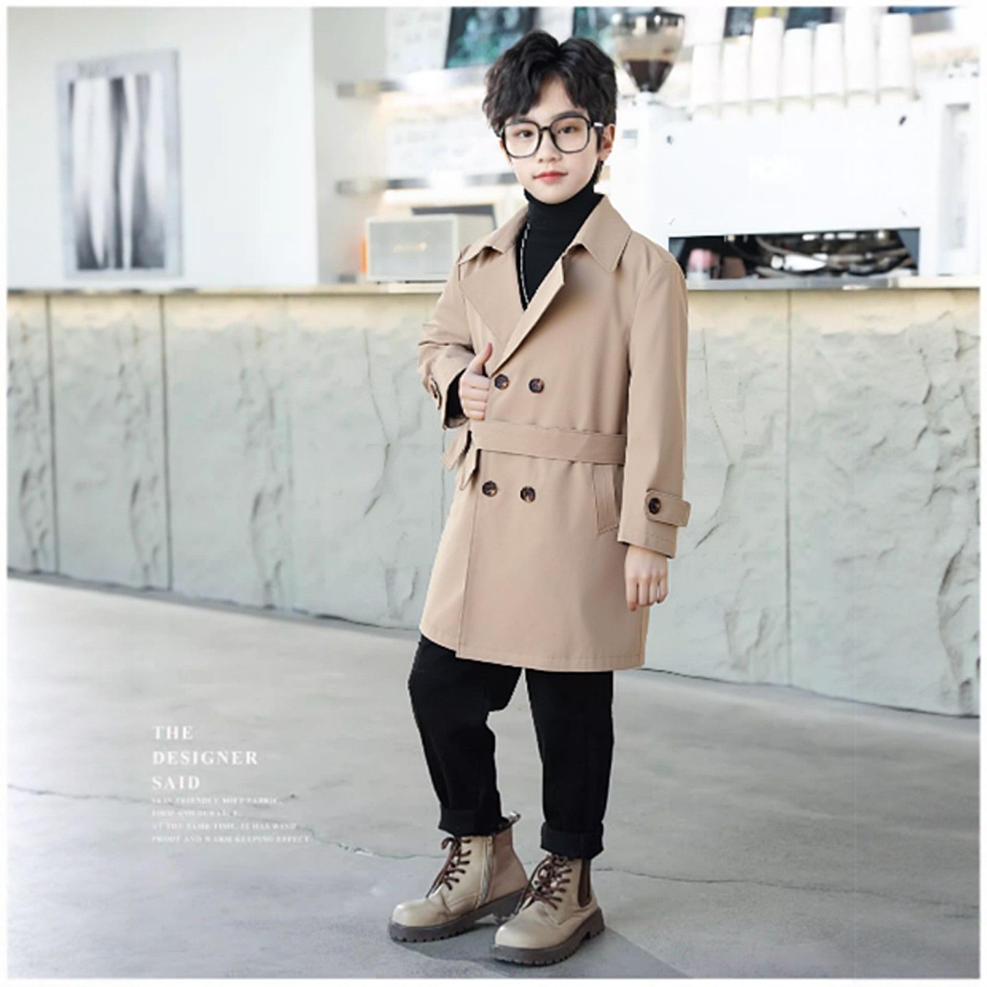 童装男童风衣儿童外套双排扣中长款英伦中大童春秋洋气宝宝大衣薄