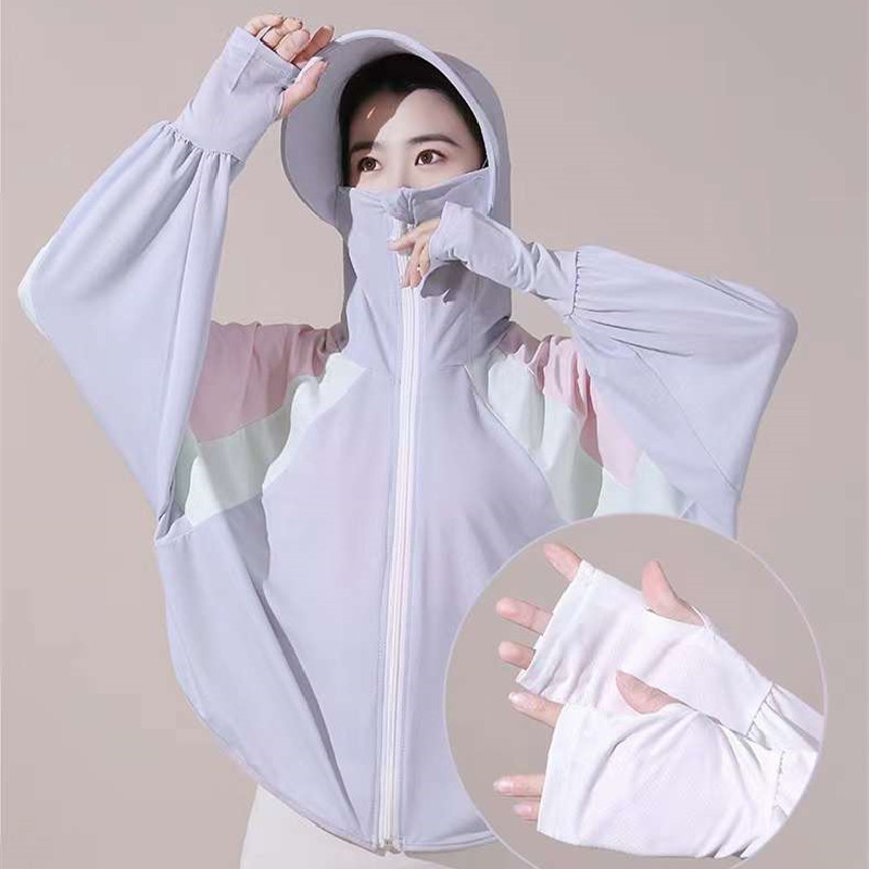 summer new pattern Mosaic Hit color Sunscreen Sandy beach Borneol Sunscreen ultraviolet-proof ventilation Hooded coat