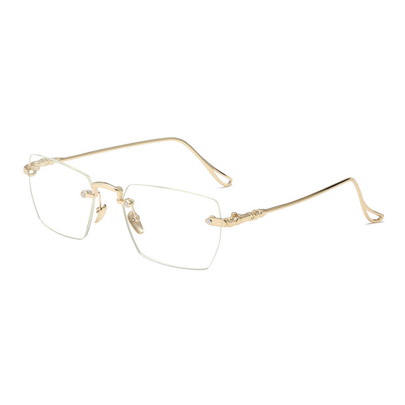新款防蓝光眼镜无框切边金属平光眼镜抖音同款可配男女老花眼镜架