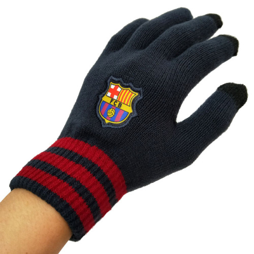 Team Logo Soccer Fan Goods Touch Screen Fleece Mitts Training Warmth Barcelona Real Madrid Paris Chelsea Juve