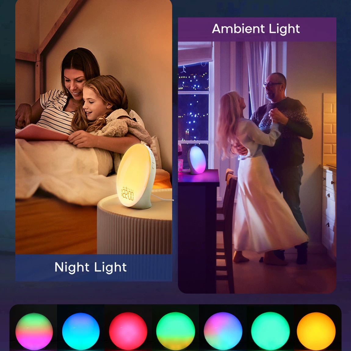 Sunrise Wake-Up Alarm Clock LED, Full Display No-WiFi Version, Adjustable Wake Light