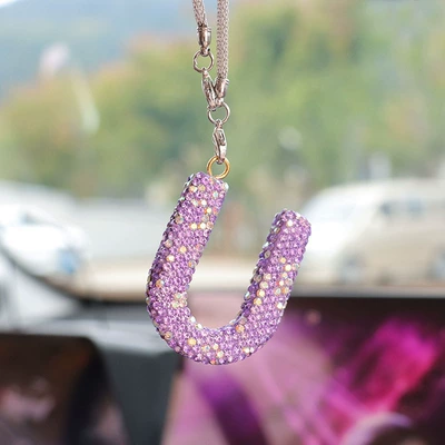 rearview mirror pendant pendant: Car hanging - u-letter-car-pendant-lotus-purple