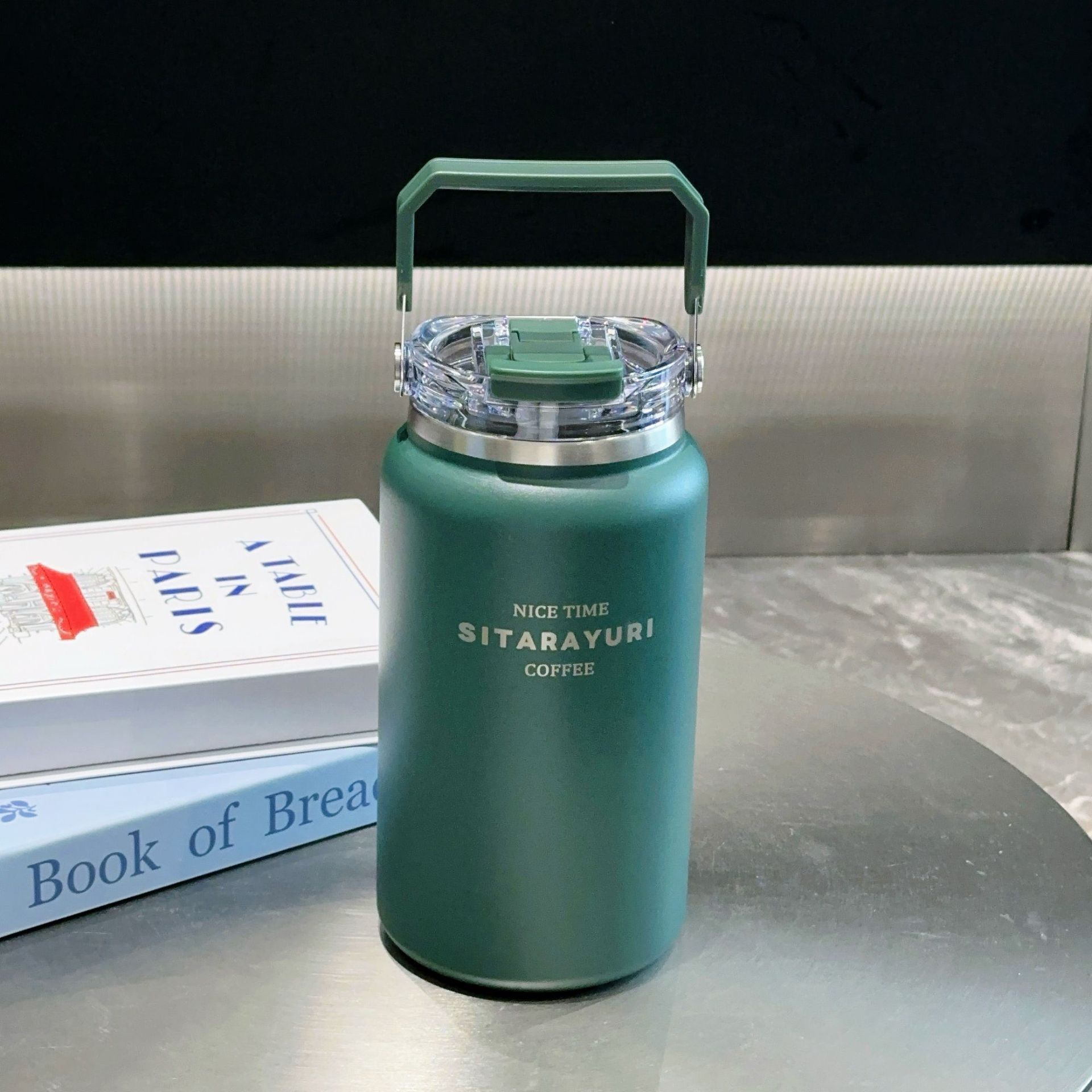 SITARAYURI Taza de hielo de gran capacidad de paja Taza de aislamiento de calor portátil de viaje al aire libre Taza de bebidas dobles
