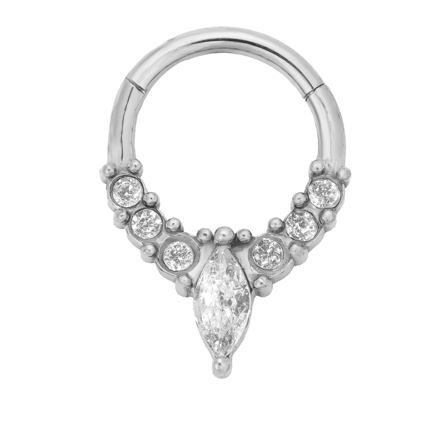 Cross-Border Unique Niche 316 Stainless Titanium Steel Hinge Gold And Silver Inlaid Zircon Body Piercing Stud Ring Nose_voghion.com