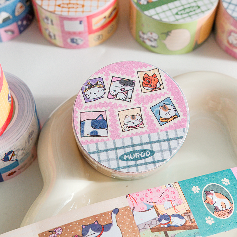 Cinta de Mu Ran Lynx Hidden Town Material de decoración de cuentas de estudiantes de alto valor Pegatina de bricolaje Cinta de base de tarjeta Gú